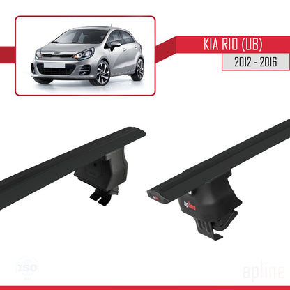 Compatible avec Kia Rio 3 (UB) HB 2012-2016 ACE-4 Barres de Toit Railing Porte-Bagages de Voiture Noir Aluminium 2 Barres