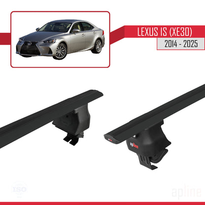 Compatible avec Lexus IS 3 (XE30) 2014-2025 ACE-4 Barres de Toit Railing Porte-Bagages de Voiture Noir Aluminium 2 Barres