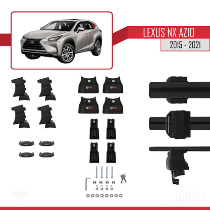 Compatible avec Lexus NX (AZ10) 2015-2021 ACE-4 Barres de Toit Railing Porte-Bagages de Voiture Noir Aluminium 2 Barres