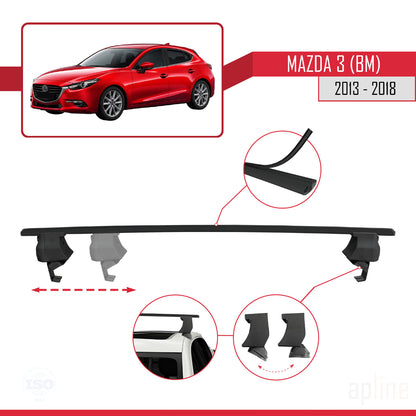 Compatible avec Mazda 3 III (BM) 2013-2018 ACE-4 Barres de Toit Railing Porte-Bagages de Voiture Noir Aluminium 2 Barres