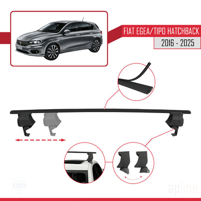 Kompatibel mit Fiat Egea HB 2016-2025 ACE-4 Dachgepäckträger, Reling, Gepäckträger, schwarzes Aluminium, 2 Stangen