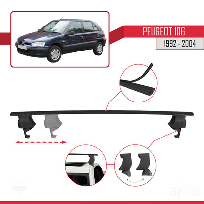 Compatible avec Peugeot 106 1992-2004 ACE-4 Barres de Toit Railing Porte-Bagages de Voiture Noir Aluminium 2 Barres