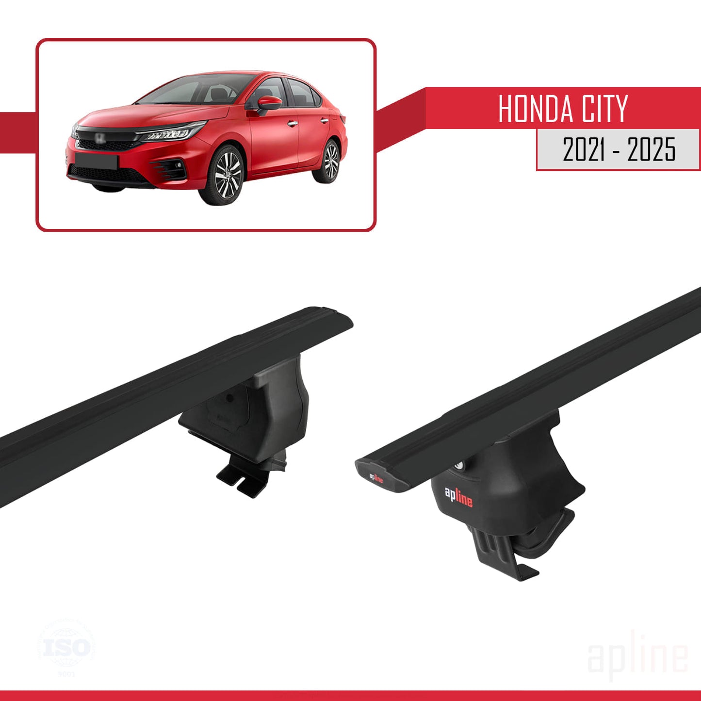 Compatibile con Honda City 2021-2025 ACE-4 Barre portatutto per auto Portapacchi in alluminio nero 2 barre