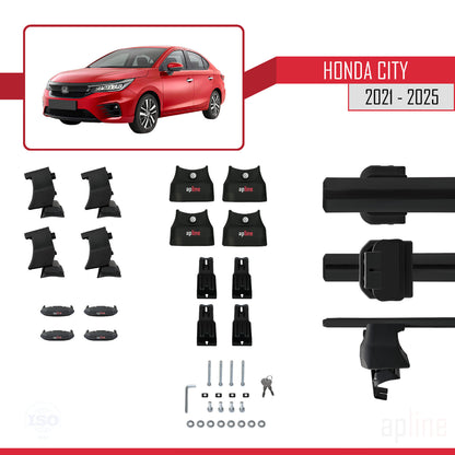 Compatibile con Honda City 2021-2025 ACE-4 Barre portatutto per auto Portapacchi in alluminio nero 2 barre