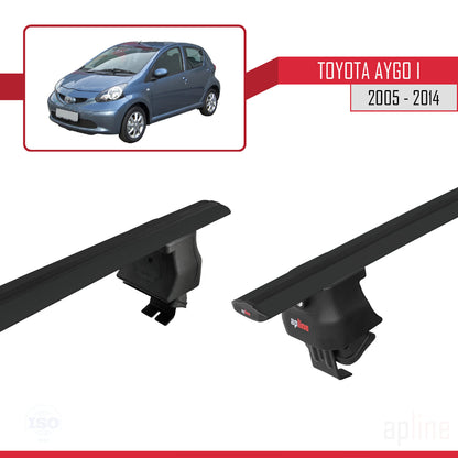 Compatible with Toyota Aygo 2005-2014 ACE-4 Car Roof Rack Cross Bar Black Aluminium 2 Bars