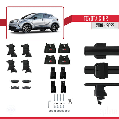 Compatible avec Toyota C-HR 2016-2022 ACE-4 Barres de Toit Railing Porte-Bagages de Voiture Noir Aluminium 2 Barres
