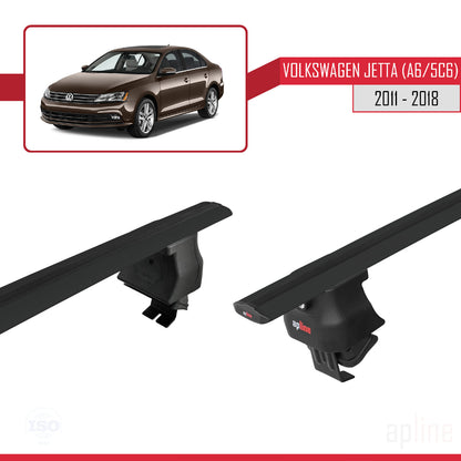 Compatible avec Volkswagen Jetta 6 (5C6) 2011-2018 ACE-4 Barres de Toit Railing Porte-Bagages de Voiture Noir Aluminium 2 Barres