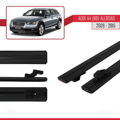 Compatible avec A4 (B8) Allroad 2009-2015 BASIC Model Barres de Toit Railing Porte-Bagages de Voiture Noir Aluminium 2 Barres