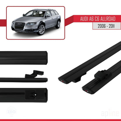 Compatibile con A6 (C6) Allroad 2006-2011 modello BASIC Barre portatutto per auto Portapacchi in alluminio nero 2 barre