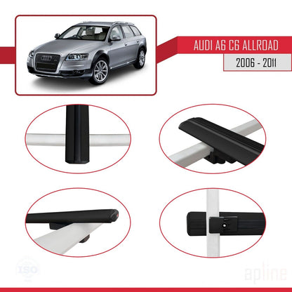Compatibile con A6 (C6) Allroad 2006-2011 modello BASIC Barre portatutto per auto Portapacchi in alluminio nero 2 barre