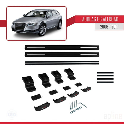 Compatibile con A6 (C6) Allroad 2006-2011 modello BASIC Barre portatutto per auto Portapacchi in alluminio nero 2 barre