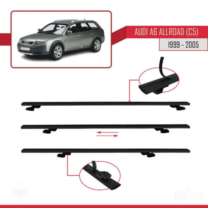Compatibile con A6 (C5) Allroad 1999-2005 modello BASIC Barre portatutto per auto Portapacchi in alluminio nero 2 barre