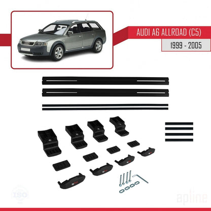 Compatibile con A6 (C5) Allroad 1999-2005 modello BASIC Barre portatutto per auto Portapacchi in alluminio nero 2 barre