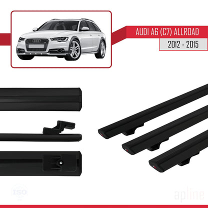 Compatibile con A6 (C7) Allroad 2012-2015 modello BASIC Barre portatutto per auto Portapacchi in alluminio nero 3 barre