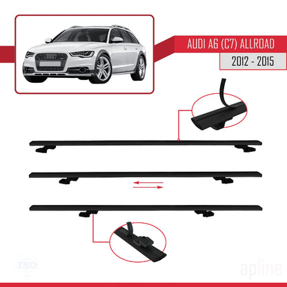 Compatibile con A6 (C7) Allroad 2012-2015 modello BASIC Barre portatutto per auto Portapacchi in alluminio nero 3 barre