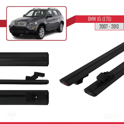 Compatibile con BMW X5 (E70) modello BASIC 2007-2013 Barre portatutto per auto Portapacchi in alluminio nero 2 barre