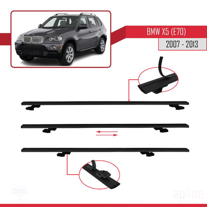 Compatibile con BMW X5 (E70) modello BASIC 2007-2013 Barre portatutto per auto Portapacchi in alluminio nero 2 barre