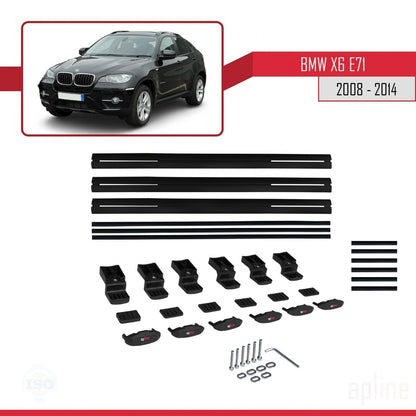 Compatibile con BMW X6 (E71) modello BASIC 2008-2014 Barre portatutto per auto Portapacchi in alluminio nero 3 barre