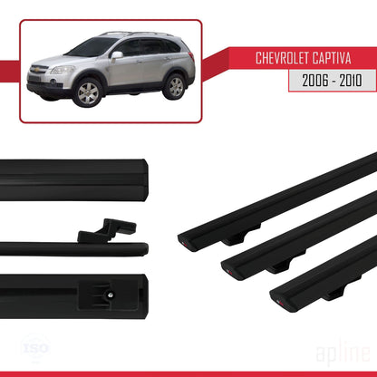 Compatibile con Chevrolet Captiva 2006-2010 modello BASIC Barre portatutto per auto Portapacchi in alluminio nero 3 barre
