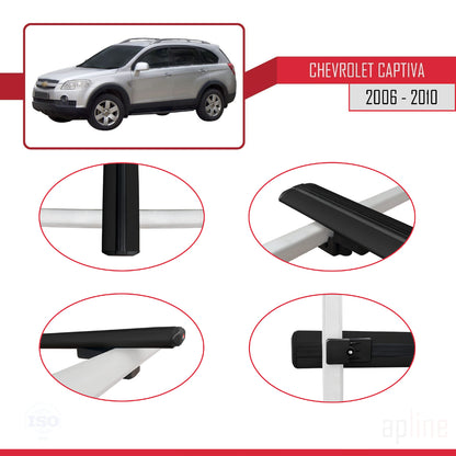 Compatibile con Chevrolet Captiva 2006-2010 modello BASIC Barre portatutto per auto Portapacchi in alluminio nero 2 barre