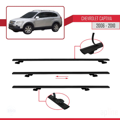 Compatibile con Chevrolet Captiva 2006-2010 modello BASIC Barre portatutto per auto Portapacchi in alluminio nero 2 barre