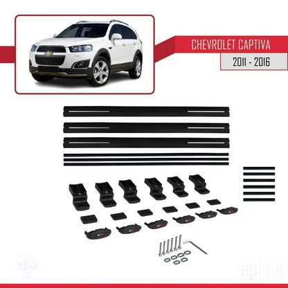Compatibile con Chevrolet Captiva 2011-2015 modello BASIC Barre portatutto per auto Portapacchi in alluminio nero 3 barre