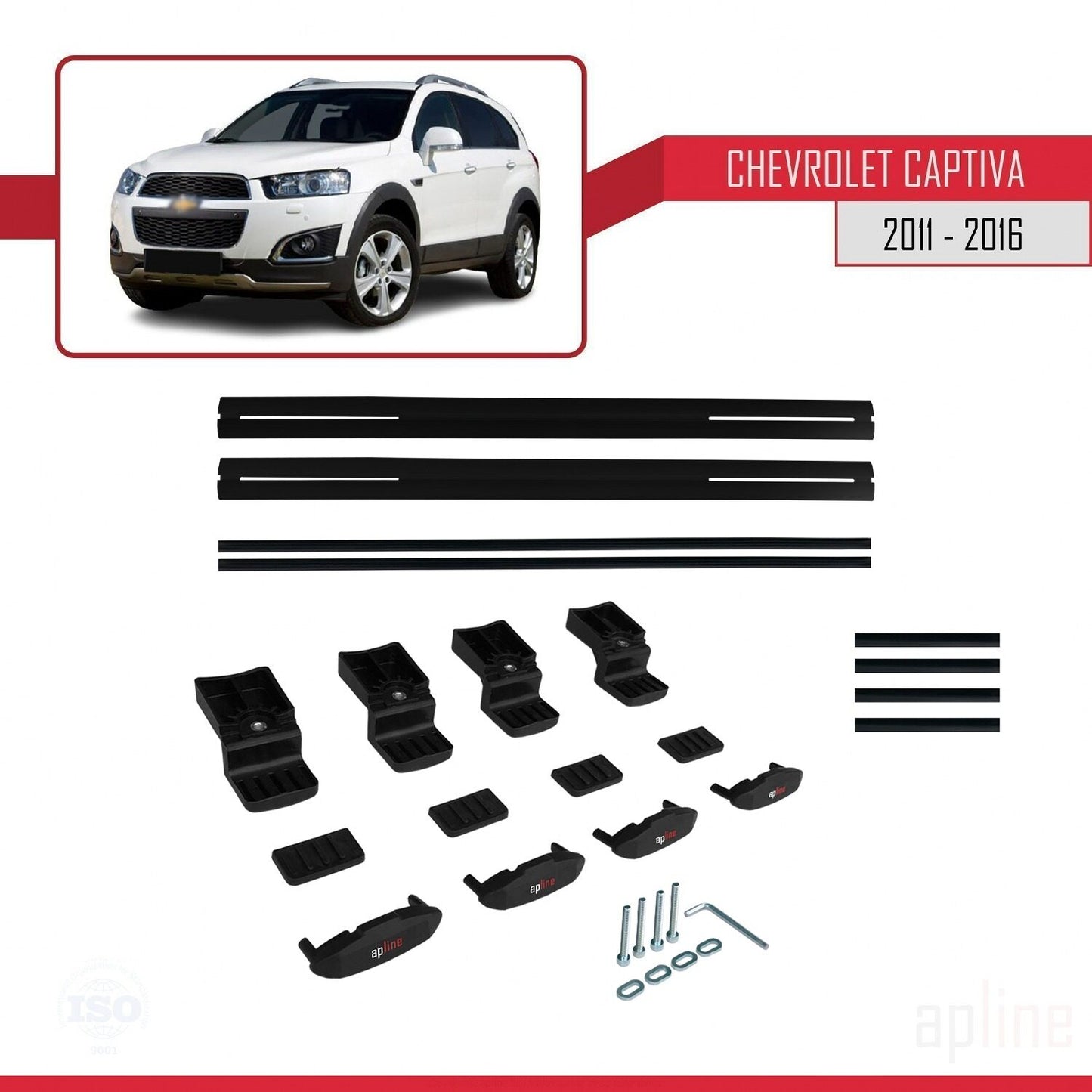 Compatibile con Chevrolet Captiva 2011-2015 modello BASIC Barre portatutto per auto Portapacchi in alluminio nero 2 barre
