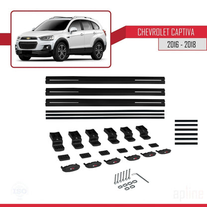 Compatibile con Chevrolet Captiva 2016-2018 modello BASIC Barre portatutto per auto Portapacchi in alluminio nero 3 barre