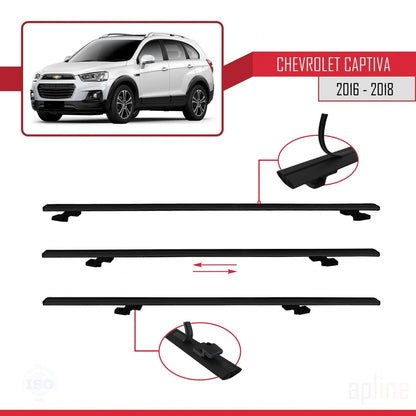 Compatibile con Chevrolet Captiva 2016-2018 modello BASIC Barre portatutto per auto Portapacchi in alluminio nero 2 barre