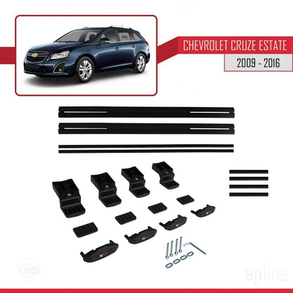 Compatibile con Chevrolet Cruze (J300) modello BASIC 2009-2016 Barre portatutto per auto Portapacchi in alluminio nero 2 barre