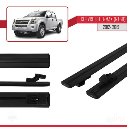 Compatibile con Chevrolet D-Max (RT50) modello BASIC 2012-2015 Barre portatutto per auto Portapacchi in alluminio nero 2 barre