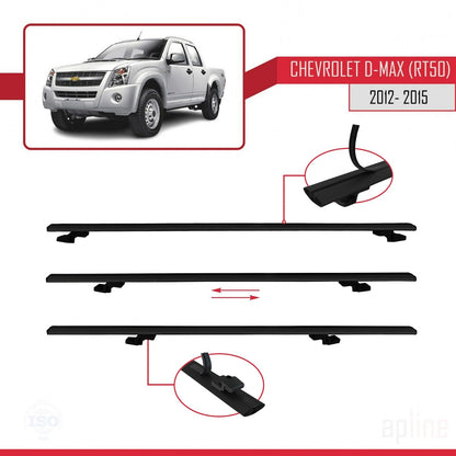 Compatibile con Chevrolet D-Max (RT50) modello BASIC 2012-2015 Barre portatutto per auto Portapacchi in alluminio nero 2 barre
