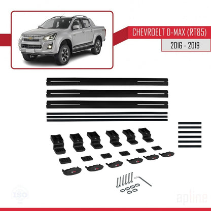 Compatibile con Chevrolet D-Max (RT85) modello BASIC 2016-2019 Barre portatutto per auto Portapacchi in alluminio nero 3 barre
