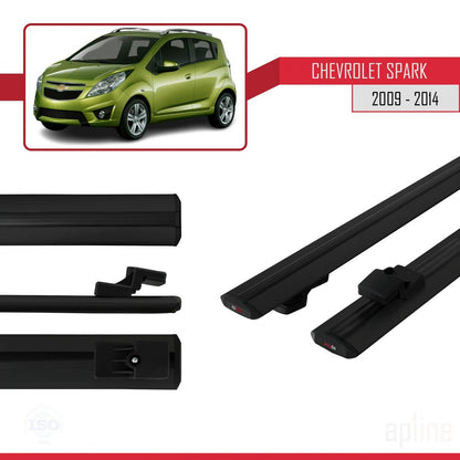 Compatibile con Chevrolet Spark (M300) modello BASIC 2009-2014 Barre portatutto per auto Portapacchi in alluminio nero 2 barre