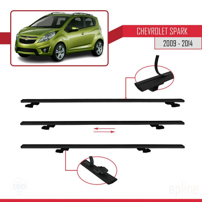 Compatibile con Chevrolet Spark (M300) modello BASIC 2009-2014 Barre portatutto per auto Portapacchi in alluminio nero 2 barre