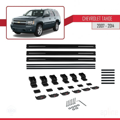Compatibile con Chevrolet Tahoe 3 modello BASIC 2007-2014 Barre portatutto per auto Portapacchi in alluminio nero 3 barre