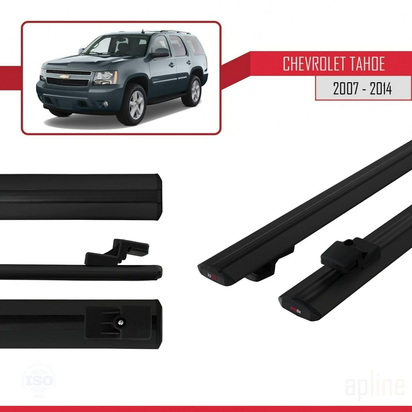 Compatibile con Chevrolet Tahoe 3 2007-2014 modello BASIC Barre portatutto per auto Portapacchi in alluminio nero 2 barre