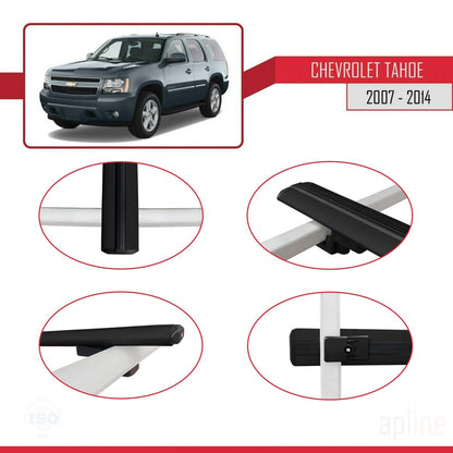 Compatibile con Chevrolet Tahoe 3 2007-2014 modello BASIC Barre portatutto per auto Portapacchi in alluminio nero 2 barre