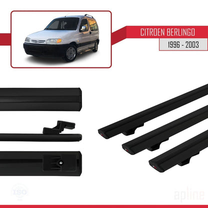 Compatibile con Citroen Berlingo (M49) 1996-2003 modello BASIC Barre portatutto per auto Portapacchi in alluminio nero 3 barre