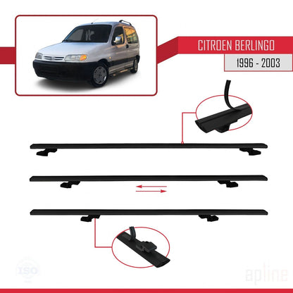 Compatibile con Citroen Berlingo (M49) 1996-2003 modello BASIC Barre portatutto per auto Portapacchi in alluminio nero 2 barre