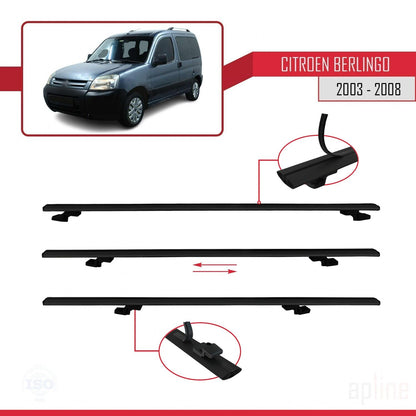 Compatibile con Citroen Berlingo (M59) 2003-2008 modello BASIC Barre portatutto per auto Portapacchi in alluminio nero 2 barre