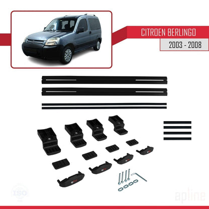 Compatibile con Citroen Berlingo (M59) 2003-2008 modello BASIC Barre portatutto per auto Portapacchi in alluminio nero 2 barre
