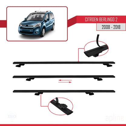 Compatibile con Citroen Berlingo 2 (B9) 2008-2018 modello BASIC Barre portatutto per auto Portapacchi in alluminio nero 4 barre