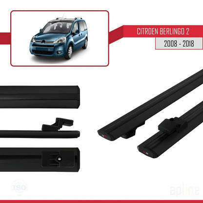 Compatibile con Citroen Berlingo 2 (B9) 2008-2018 modello BASIC Barre portatutto per auto Portapacchi in alluminio nero 2 barre