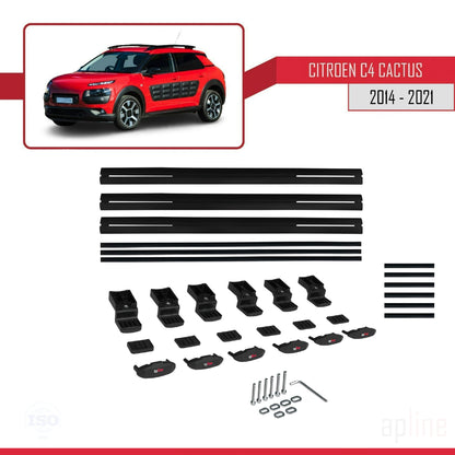 Compatibile con Citroen C4 Cactus 2014-2021 modello BASIC Barre portatutto per auto Portapacchi in alluminio nero 3 barre