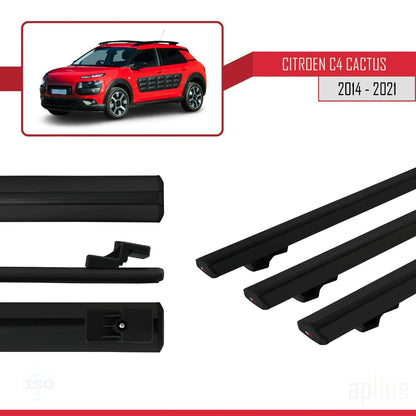 Compatibile con Citroen C4 Cactus 2014-2021 modello BASIC Barre portatutto per auto Portapacchi in alluminio nero 3 barre