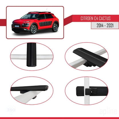 Compatibile con Citroen C4 Cactus 2014-2021 modello BASIC Barre portatutto per auto Portapacchi in alluminio nero 2 barre