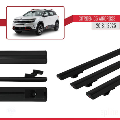 Compatibile con Citroen C5 Aircross 2018-2025 modello BASIC Barre portatutto per auto Portapacchi in alluminio nero 3 barre