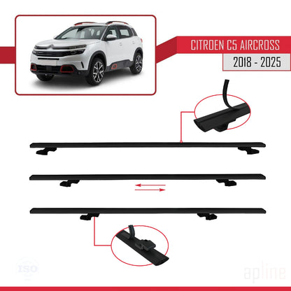 Compatibile con Citroen C5 Aircross 2018-2025 modello BASIC Barre portatutto per auto Portapacchi in alluminio nero 2 barre