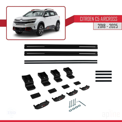 Compatibile con Citroen C5 Aircross 2018-2025 modello BASIC Barre portatutto per auto Portapacchi in alluminio nero 2 barre